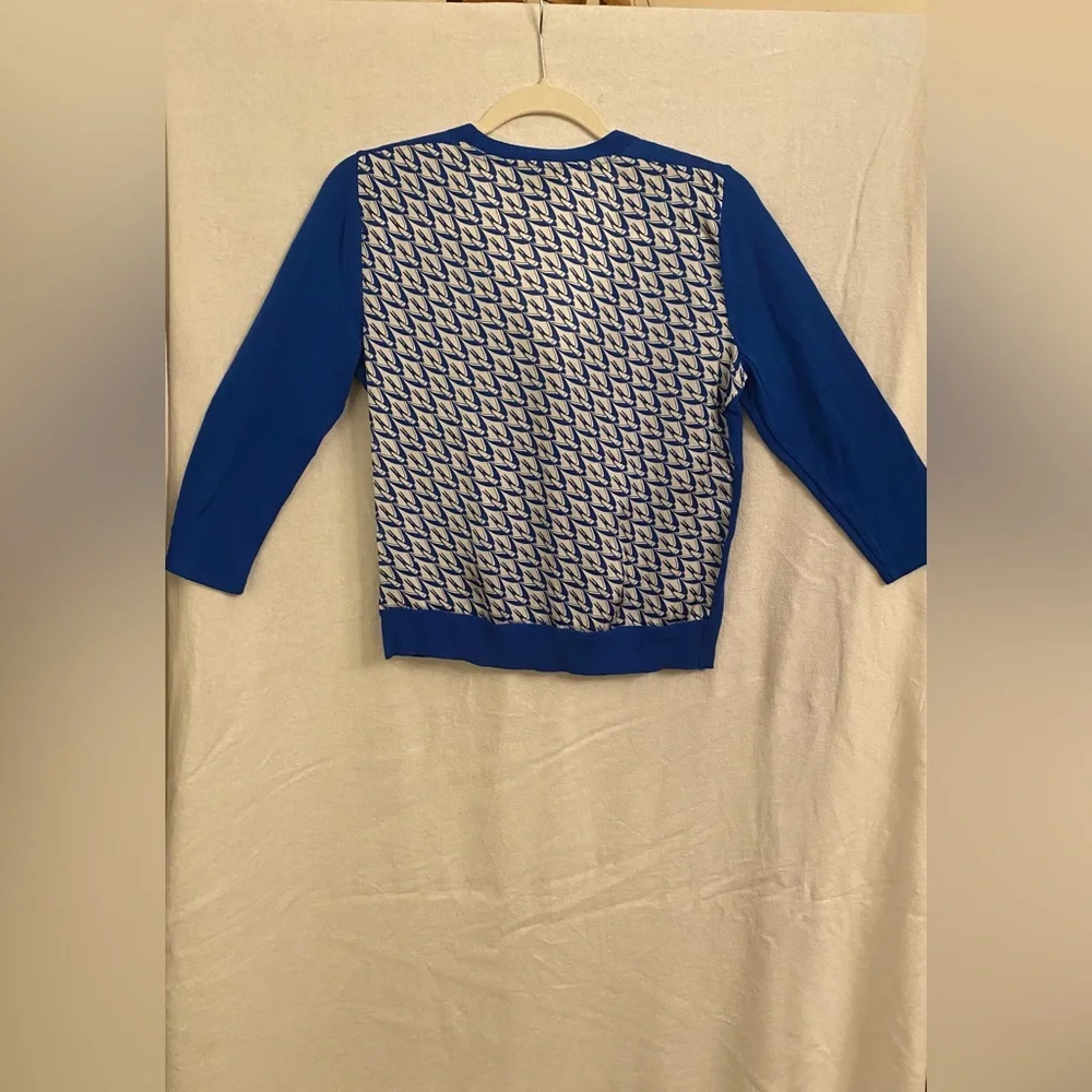 Alfani blue cardigan with bird/swallow pattern on the inside and back - Picture 2 of 4